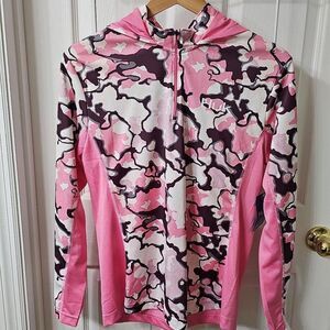 Huk Women's Icon X Pursuit Camo Hooded Fishing Shirt Quarter-Zip XL